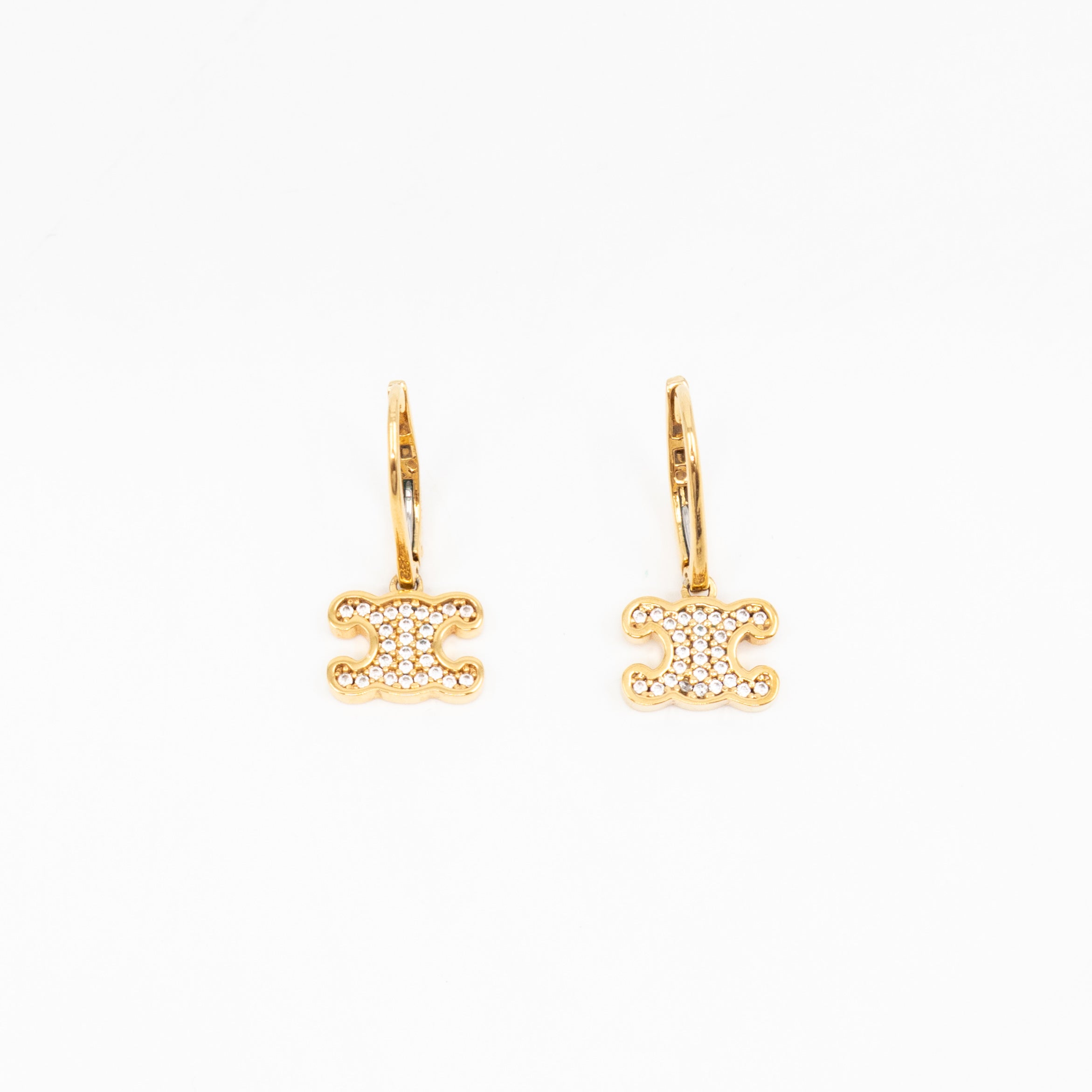 Triomphe Rhinestone Earrings Gold