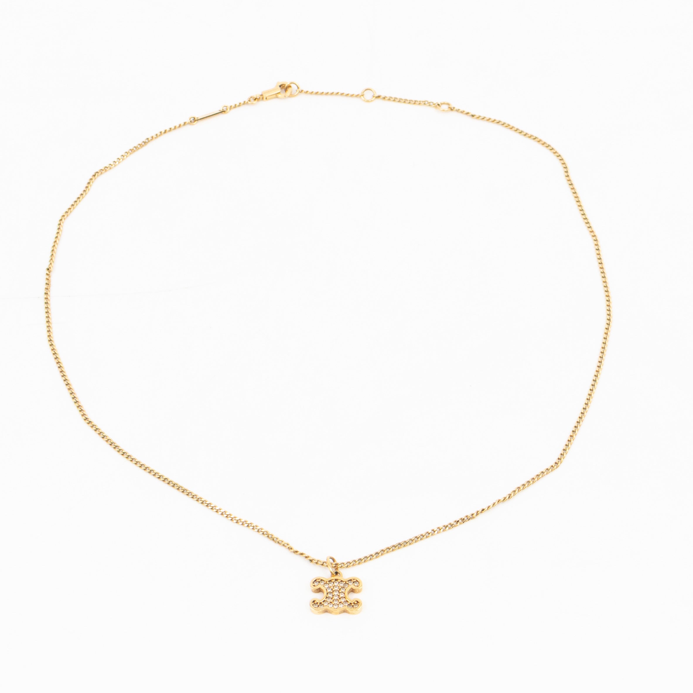 Triomphe Rhinestone Necklace Gold