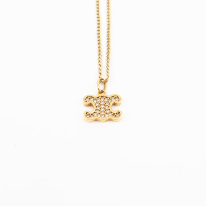 Triomphe Rhinestone Necklace Gold