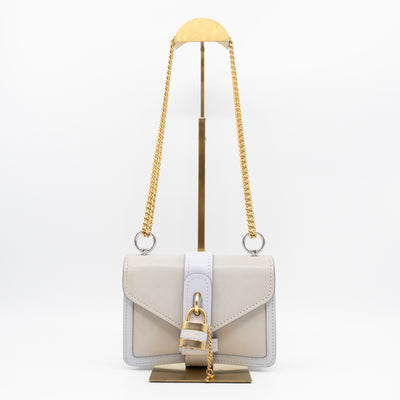 Aby Chain Mini Shoulder Bag Motty Grey Leather