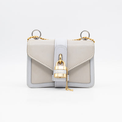 Aby Chain Mini Shoulder Bag Motty Grey Leather