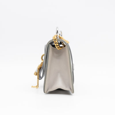 Aby Chain Mini Shoulder Bag Motty Grey Leather
