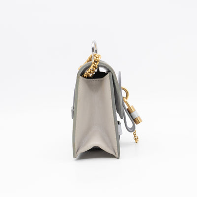 Aby Chain Mini Shoulder Bag Motty Grey Leather