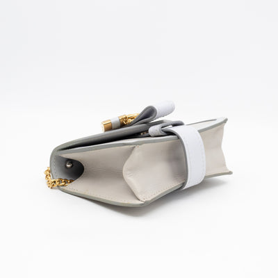 Aby Chain Mini Shoulder Bag Motty Grey Leather