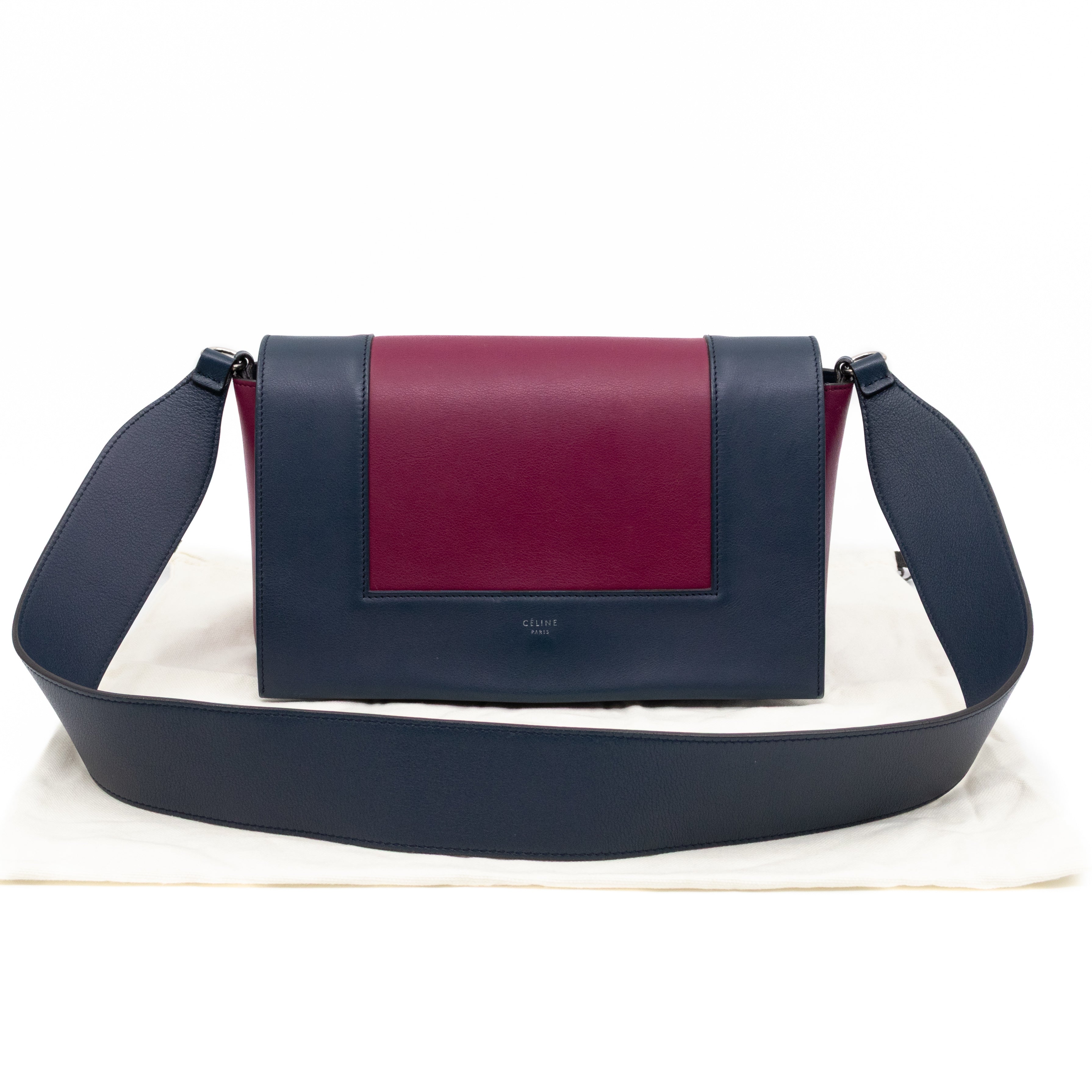 Frame Medium Shoulder Bag Steel Blue & Plum Leather