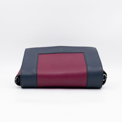 Frame Medium Shoulder Bag Steel Blue & Plum Leather