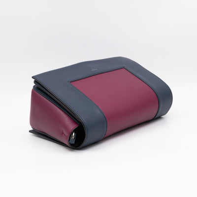 Frame Medium Shoulder Bag Steel Blue & Plum Leather