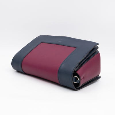 Frame Medium Shoulder Bag Steel Blue & Plum Leather