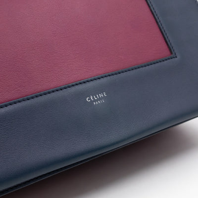 Frame Medium Shoulder Bag Steel Blue & Plum Leather