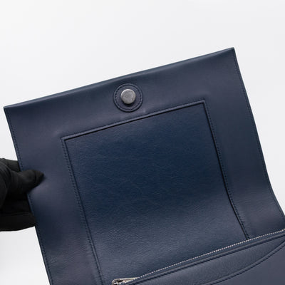 Frame Medium Shoulder Bag Steel Blue & Plum Leather