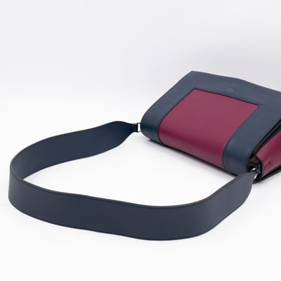 Frame Medium Shoulder Bag Steel Blue & Plum Leather