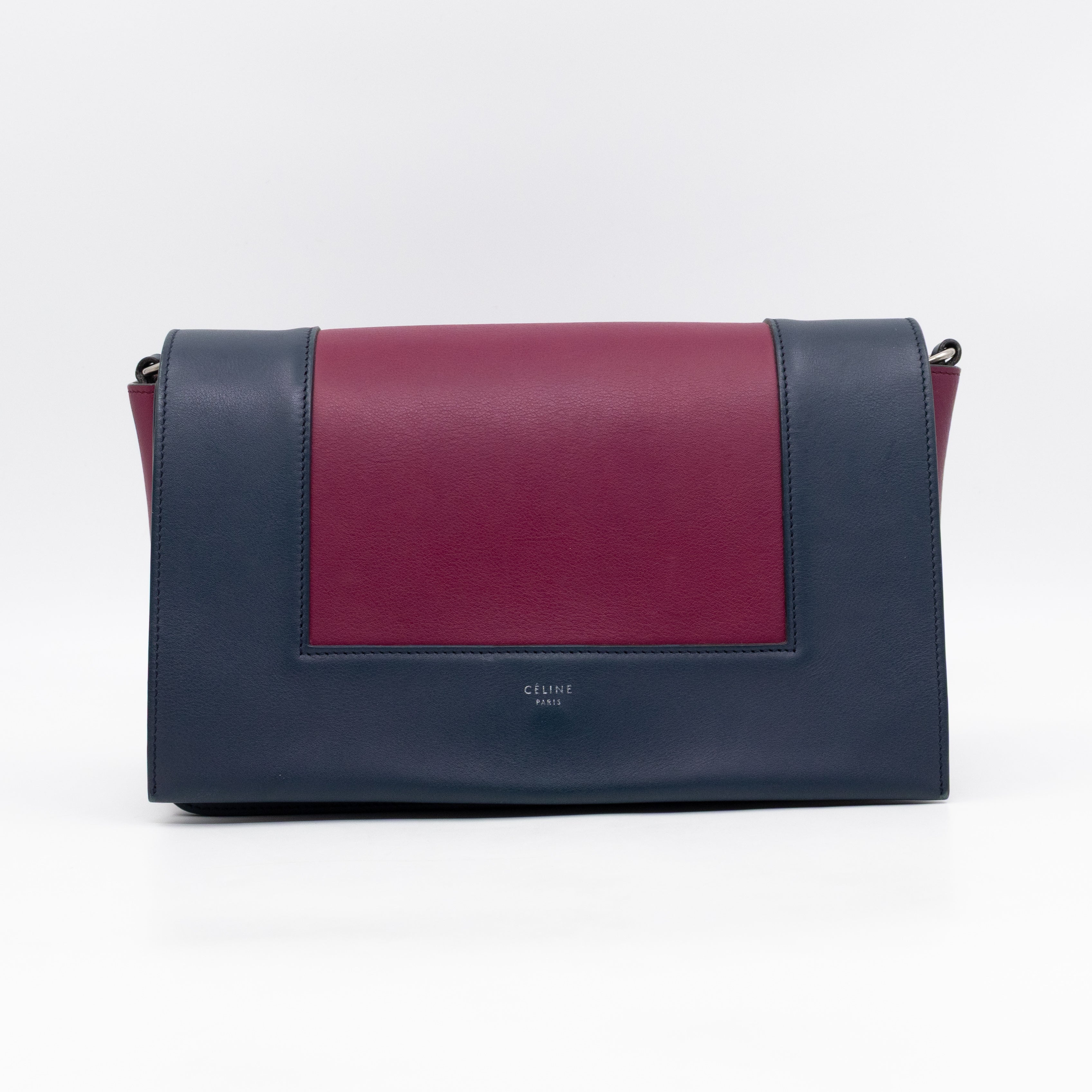 Frame Medium Shoulder Bag Steel Blue & Plum Leather