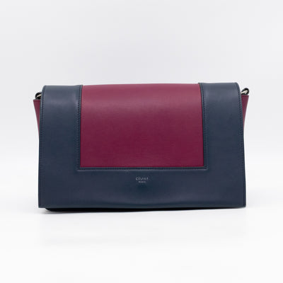 Frame Medium Shoulder Bag Steel Blue & Plum Leather