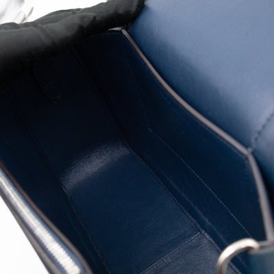 Frame Medium Shoulder Bag Steel Blue & Plum Leather