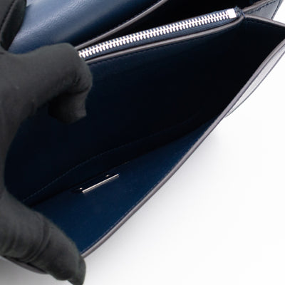 Frame Medium Shoulder Bag Steel Blue & Plum Leather