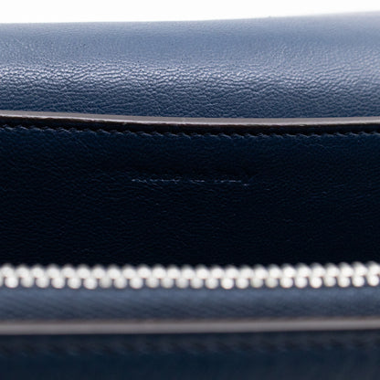 Frame Medium Shoulder Bag Steel Blue & Plum Leather