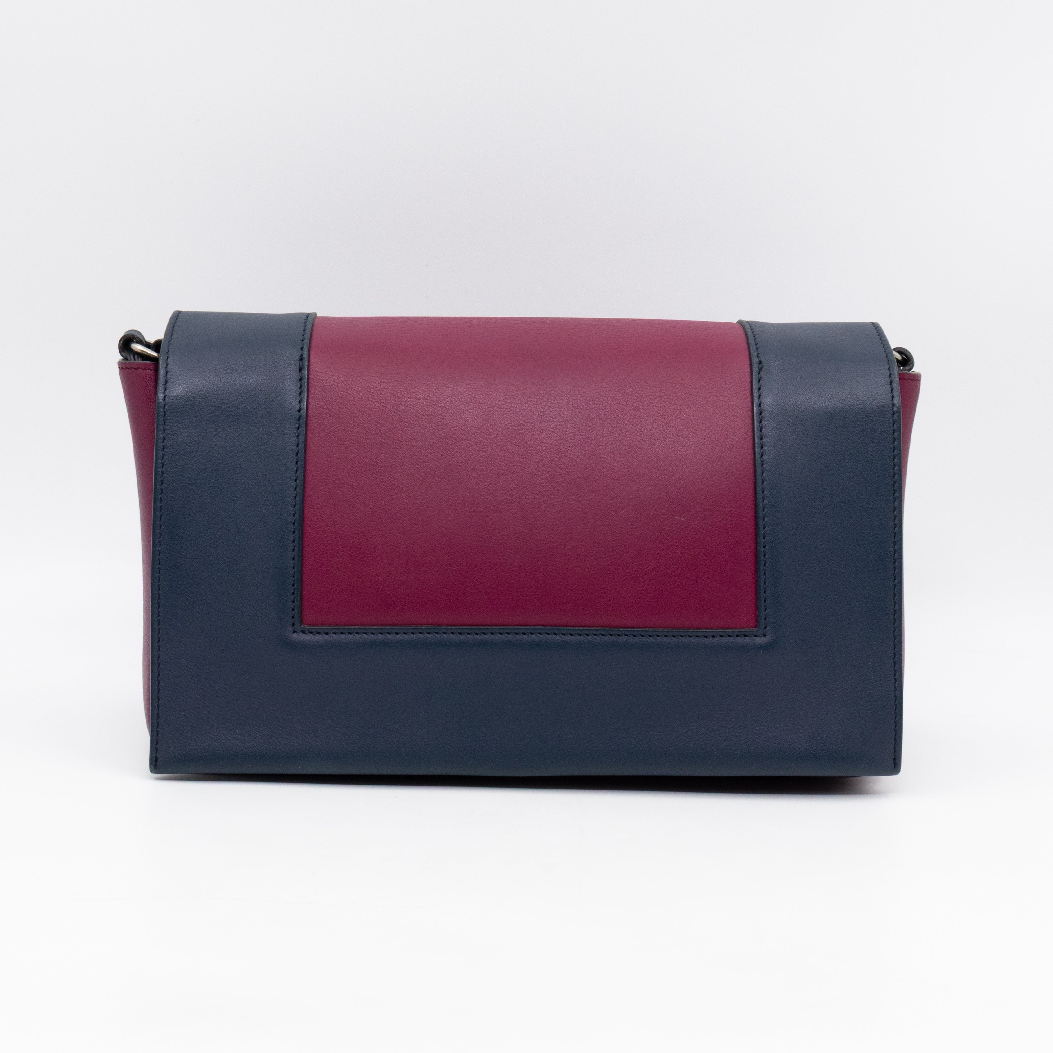 Frame Medium Shoulder Bag Steel Blue & Plum Leather
