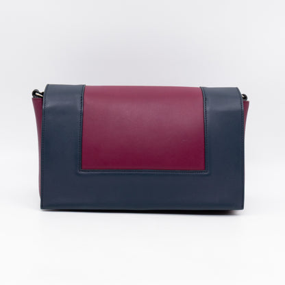 Frame Medium Shoulder Bag Steel Blue & Plum Leather