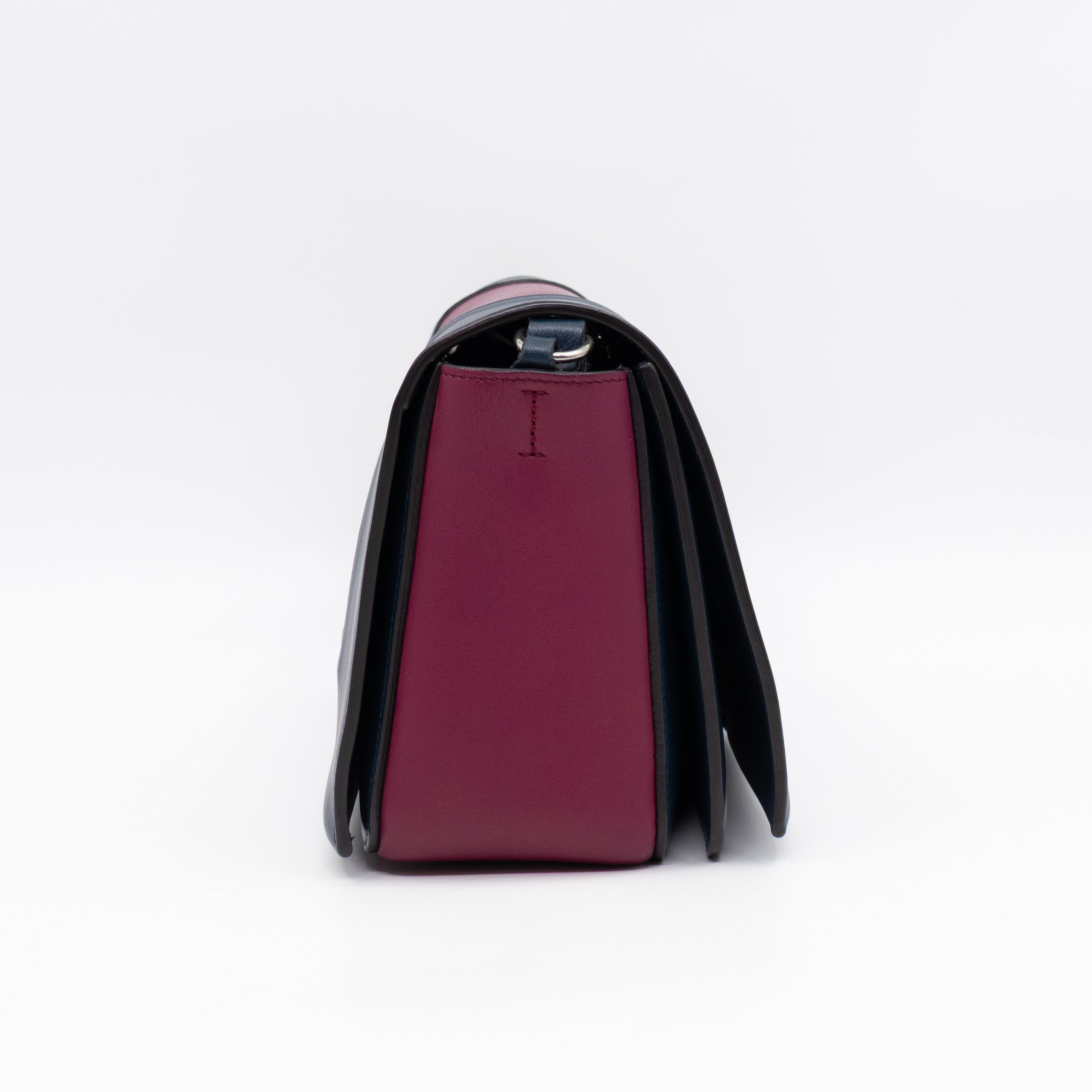 Frame Medium Shoulder Bag Steel Blue & Plum Leather