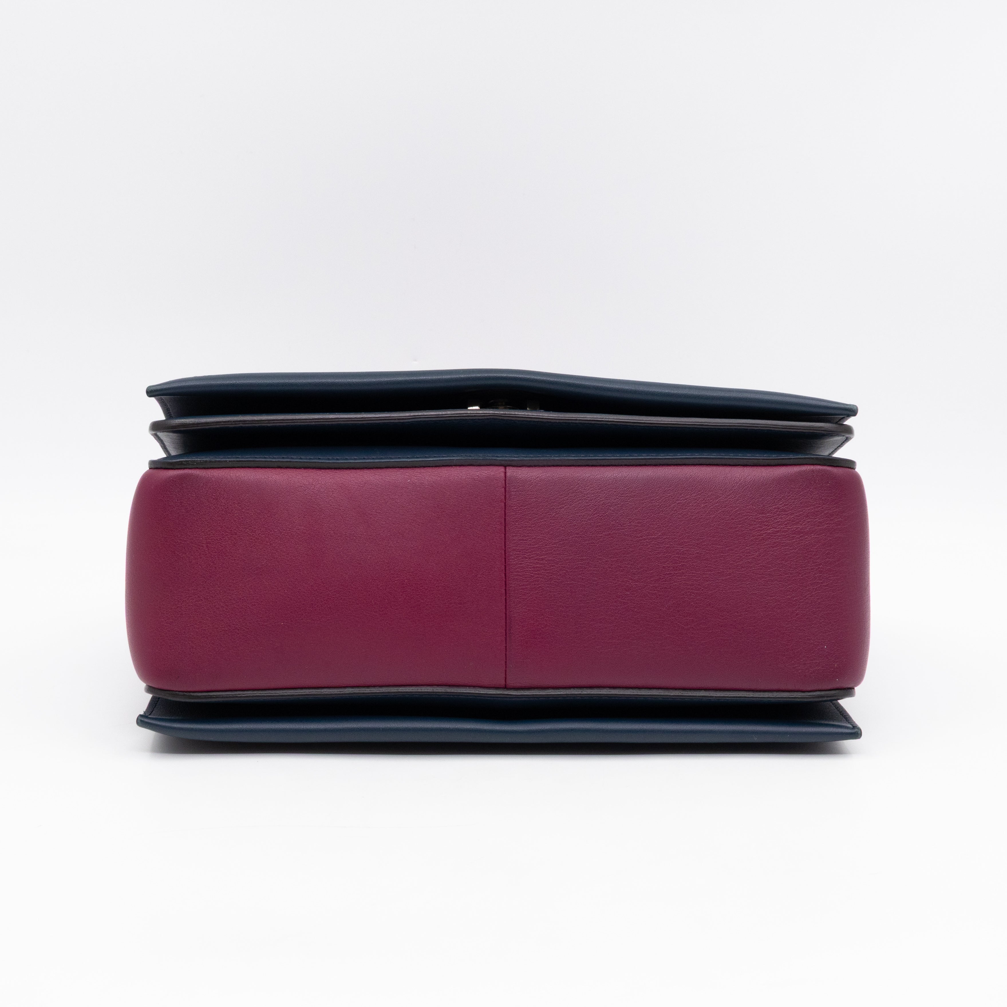 Frame Medium Shoulder Bag Steel Blue & Plum Leather