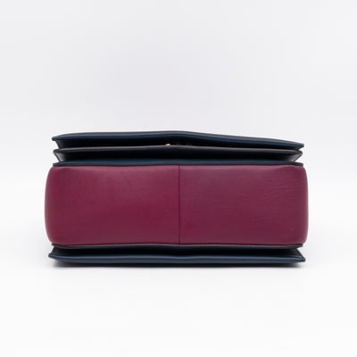 Frame Medium Shoulder Bag Steel Blue & Plum Leather