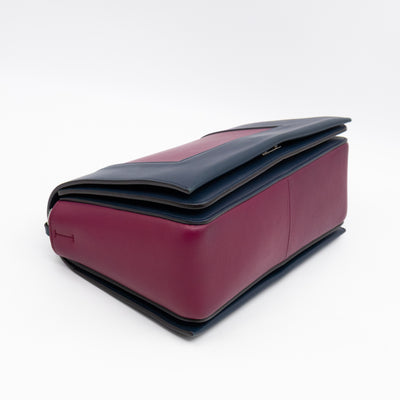 Frame Medium Shoulder Bag Steel Blue & Plum Leather