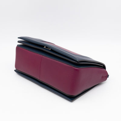 Frame Medium Shoulder Bag Steel Blue & Plum Leather