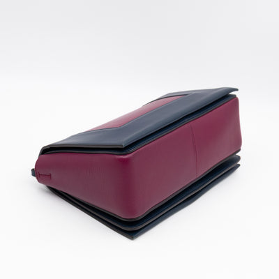 Frame Medium Shoulder Bag Steel Blue & Plum Leather