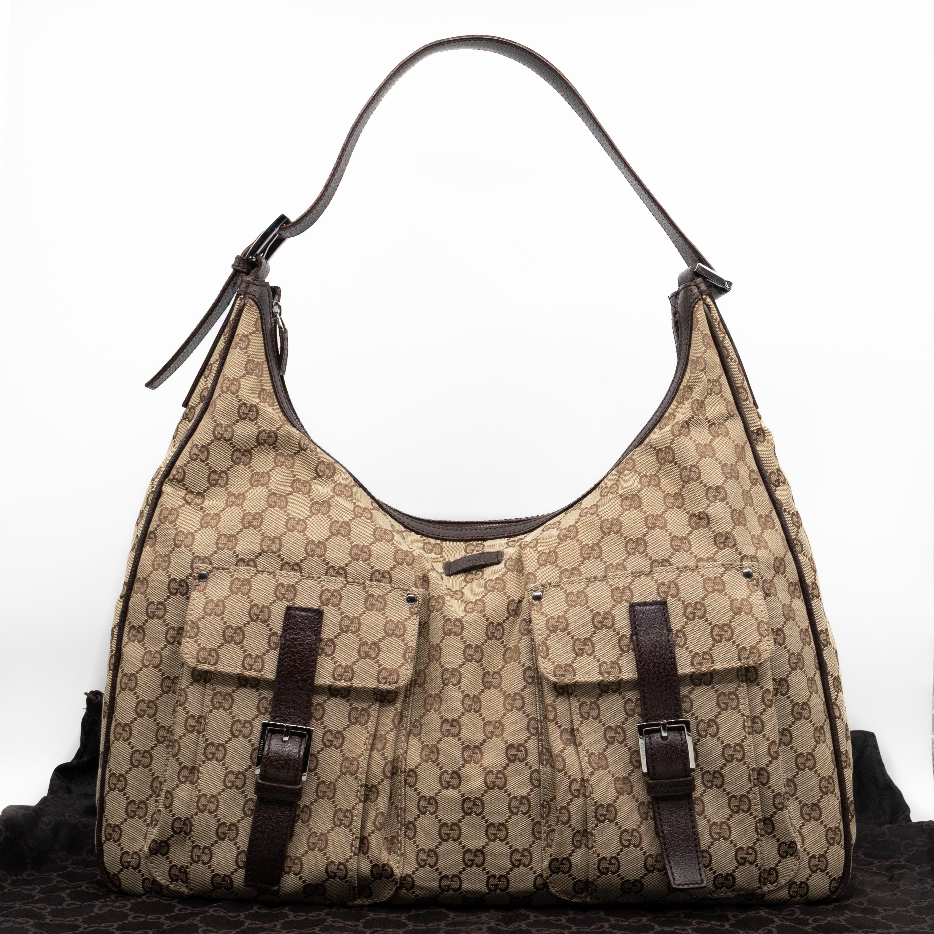 Double Pocket Hobo Bag GG Supreme Canvas