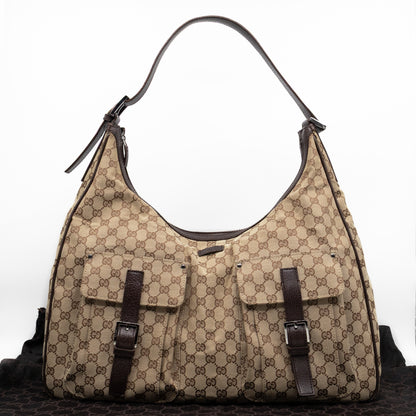 Double Pocket Hobo Bag GG Supreme Canvas