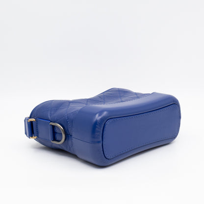 Gabrielle Hobo Small with Logo Handle Dark Blue Leather