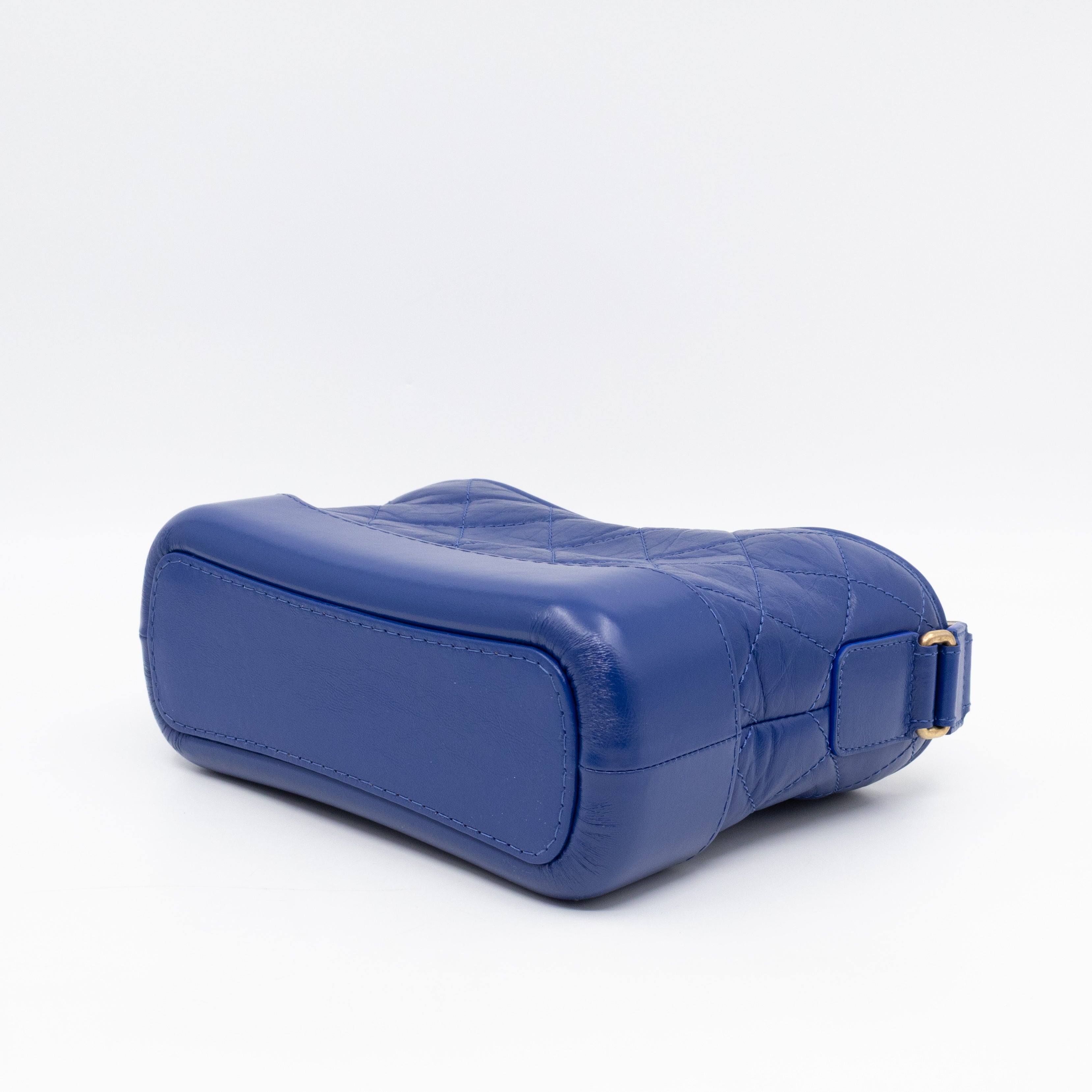 Gabrielle Hobo Small with Logo Handle Dark Blue Leather