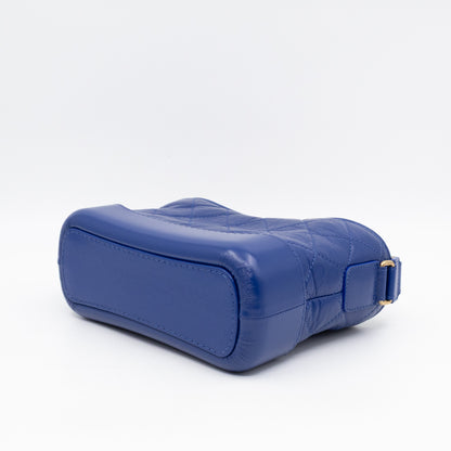 Gabrielle Hobo Small with Logo Handle Dark Blue Leather