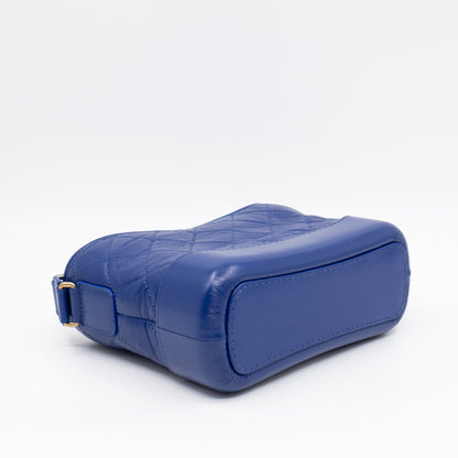 Gabrielle Hobo Small with Logo Handle Dark Blue Leather
