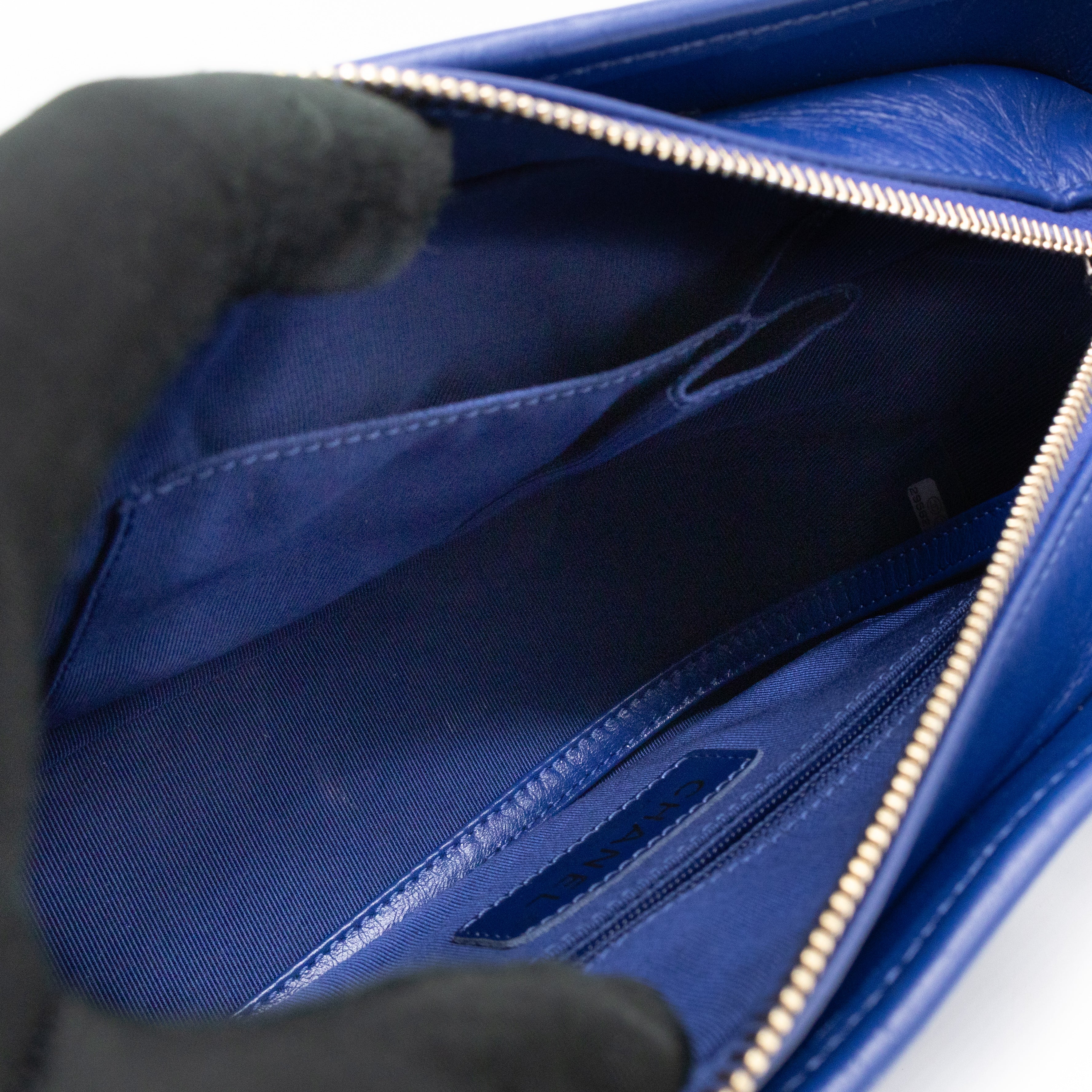 Gabrielle Hobo Small with Logo Handle Dark Blue Leather