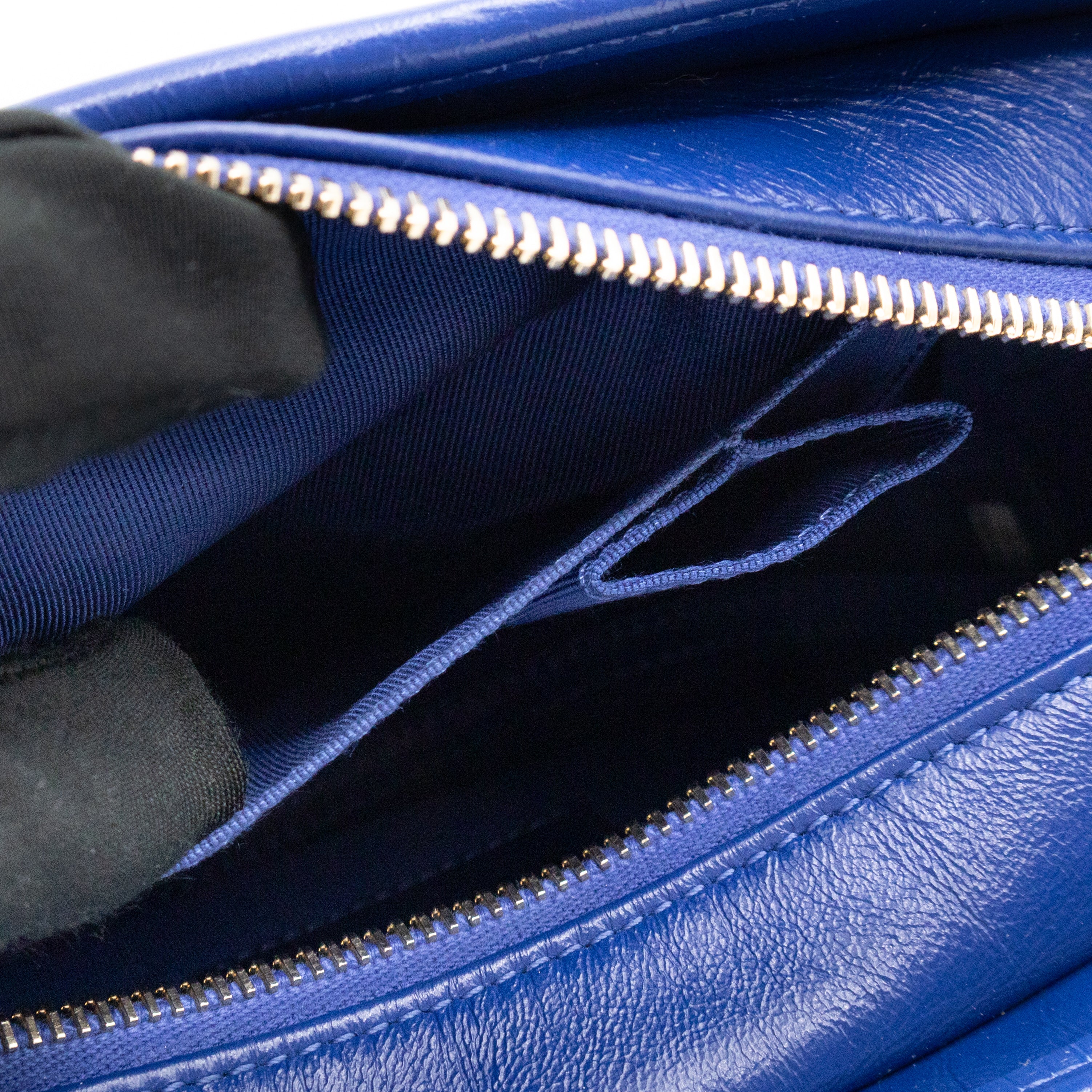 Gabrielle Hobo Small with Logo Handle Dark Blue Leather