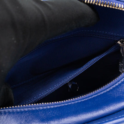 Gabrielle Hobo Small with Logo Handle Dark Blue Leather