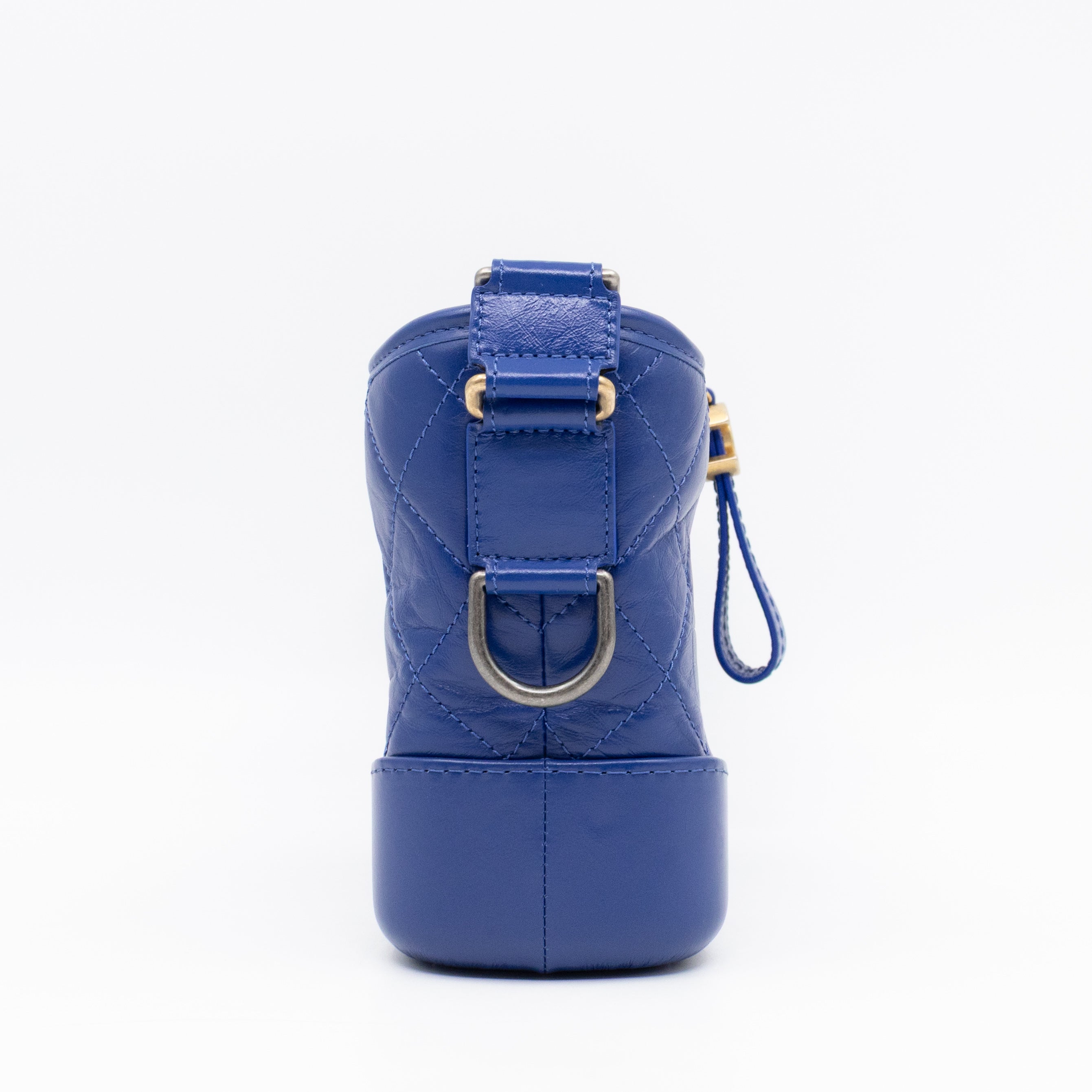 Gabrielle Hobo Small with Logo Handle Dark Blue Leather