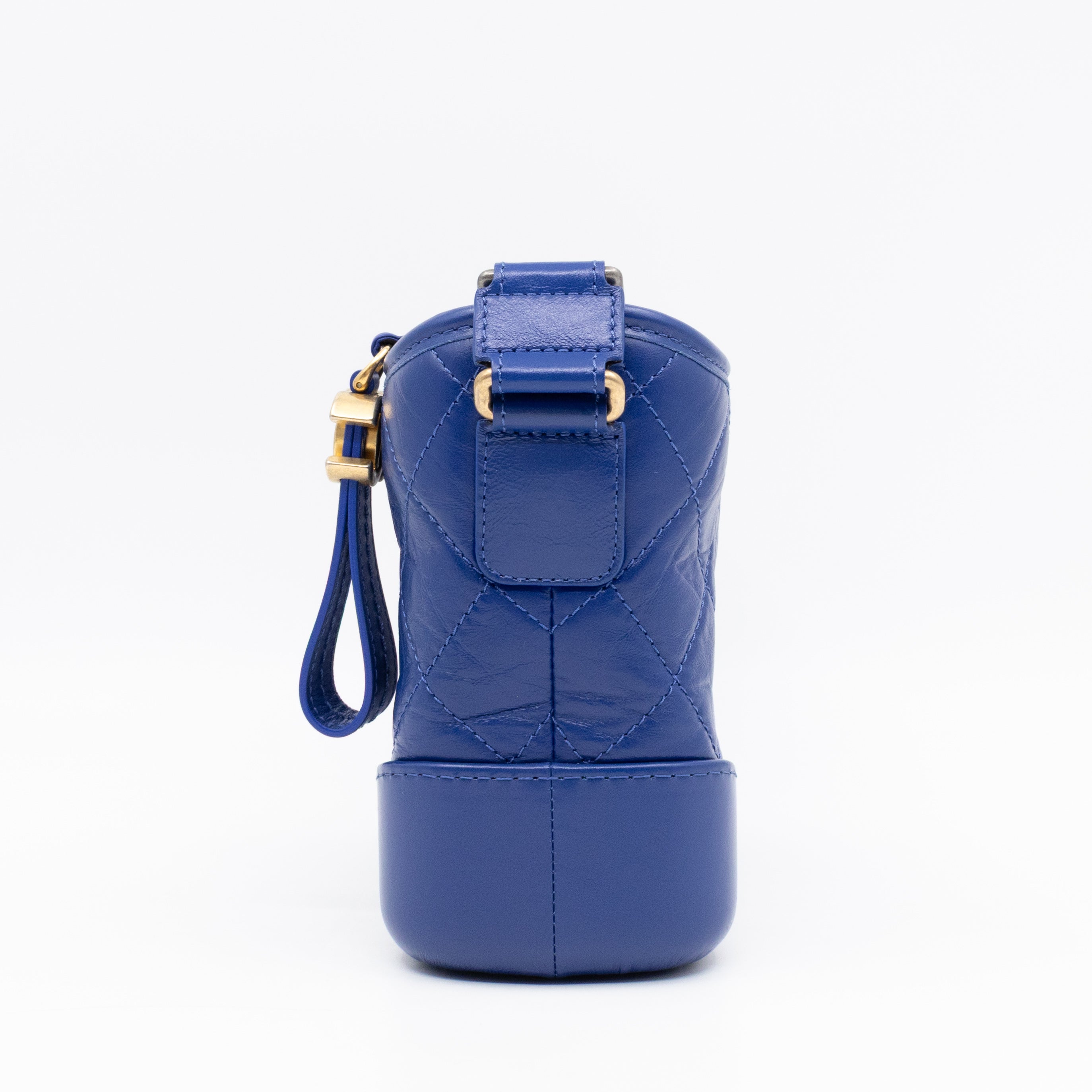 Gabrielle Hobo Small with Logo Handle Dark Blue Leather