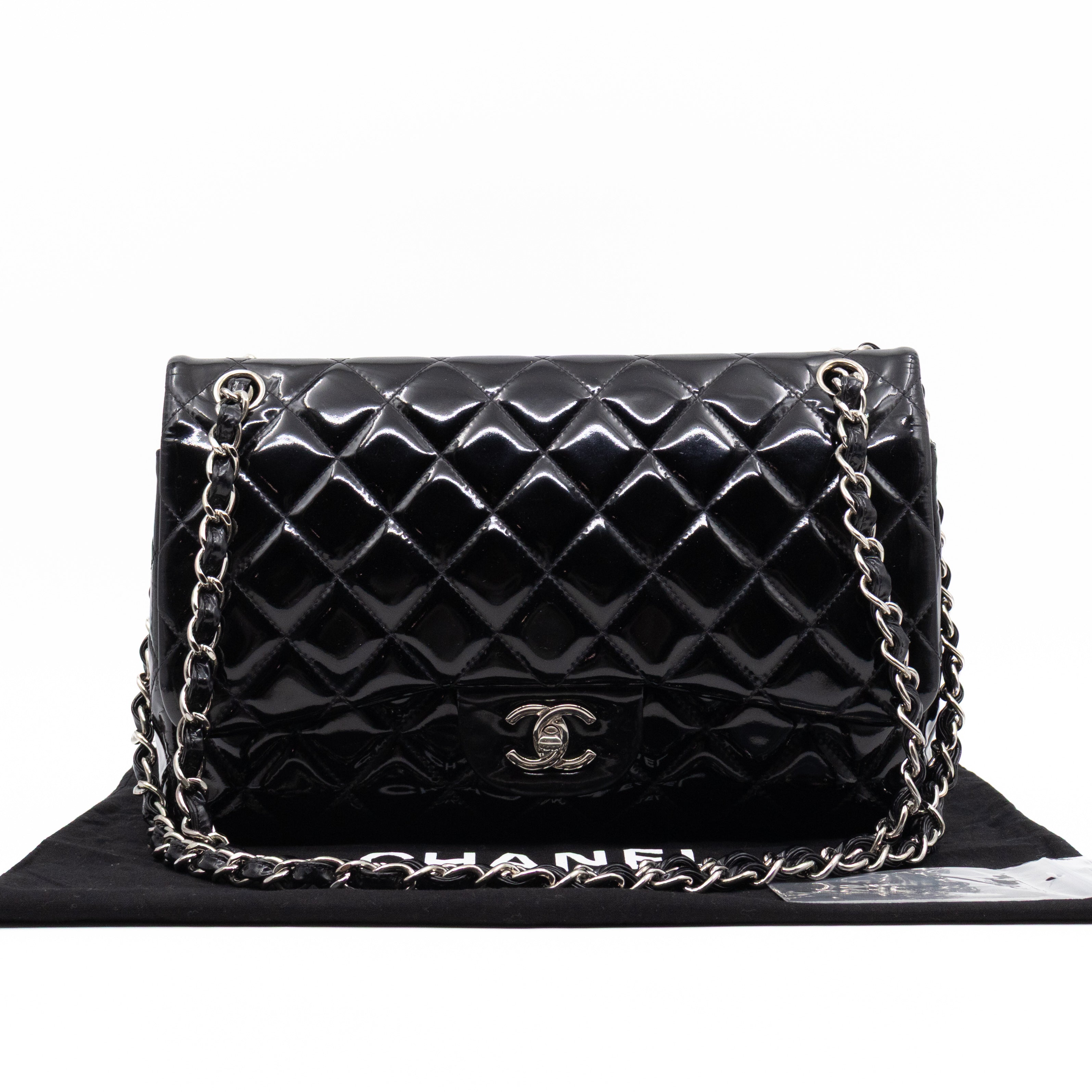 Classic Double Flap Jumbo Black Patent Leather