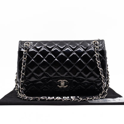 Classic Double Flap Jumbo Black Patent Leather
