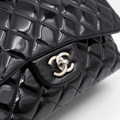 Classic Double Flap Jumbo Black Patent Leather