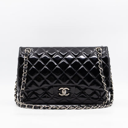 Classic Double Flap Jumbo Black Patent Leather