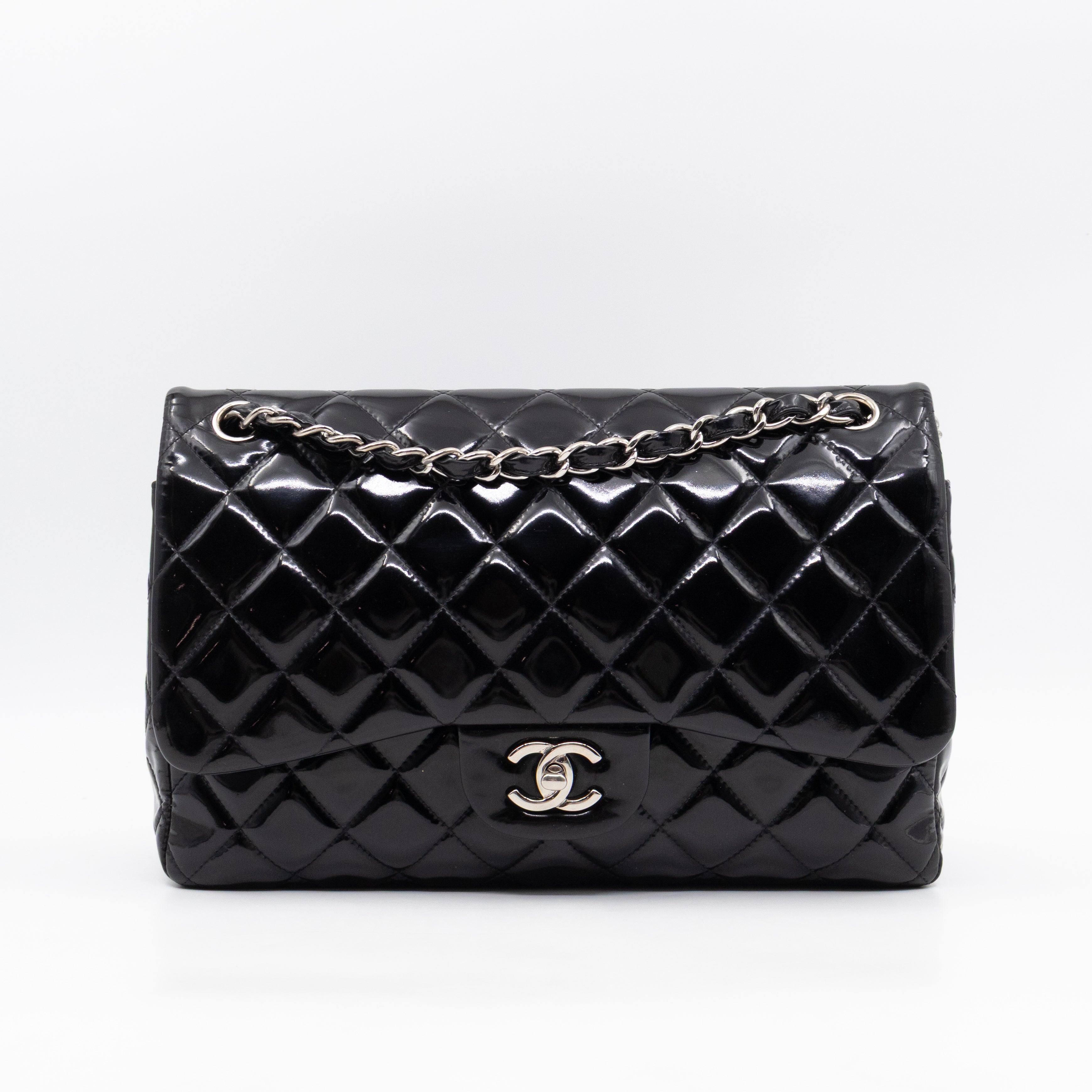 Classic Double Flap Jumbo Black Patent Leather