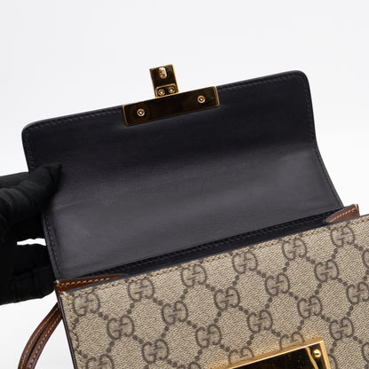 Padlock Flap Bag Small GG Supreme Black Leather