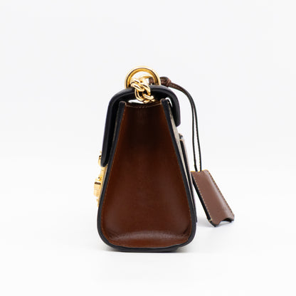 Padlock Flap Bag Small GG Supreme Black Leather