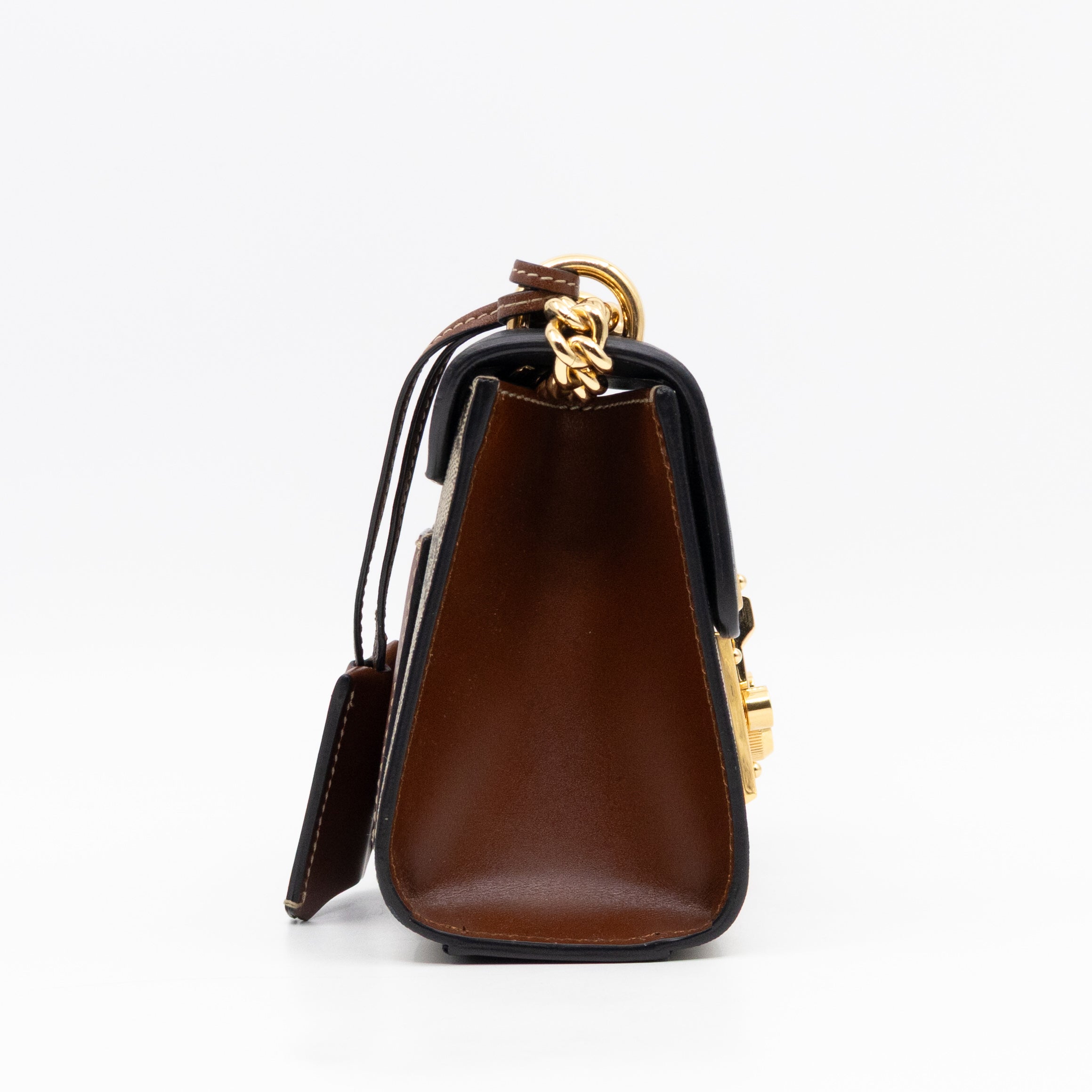 Padlock Flap Bag Small GG Supreme Black Leather