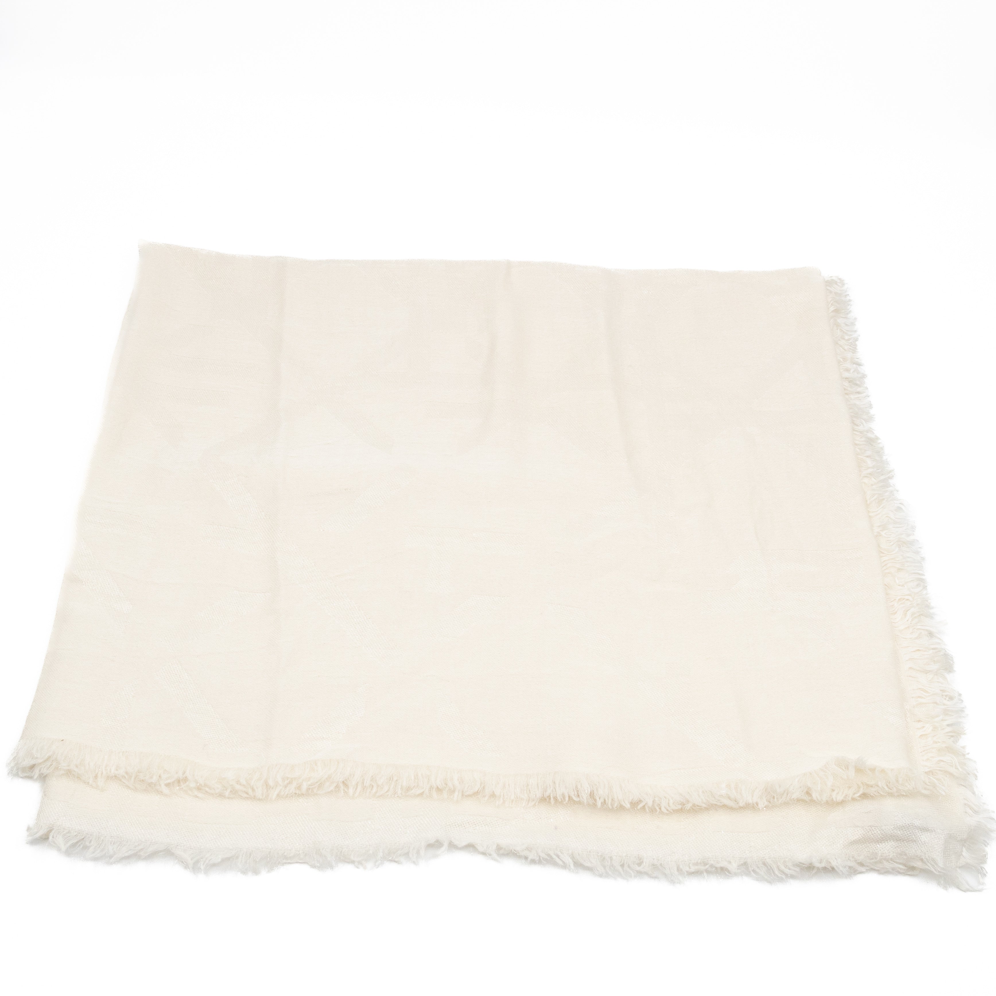 Cannage Scarf Silk Wool White