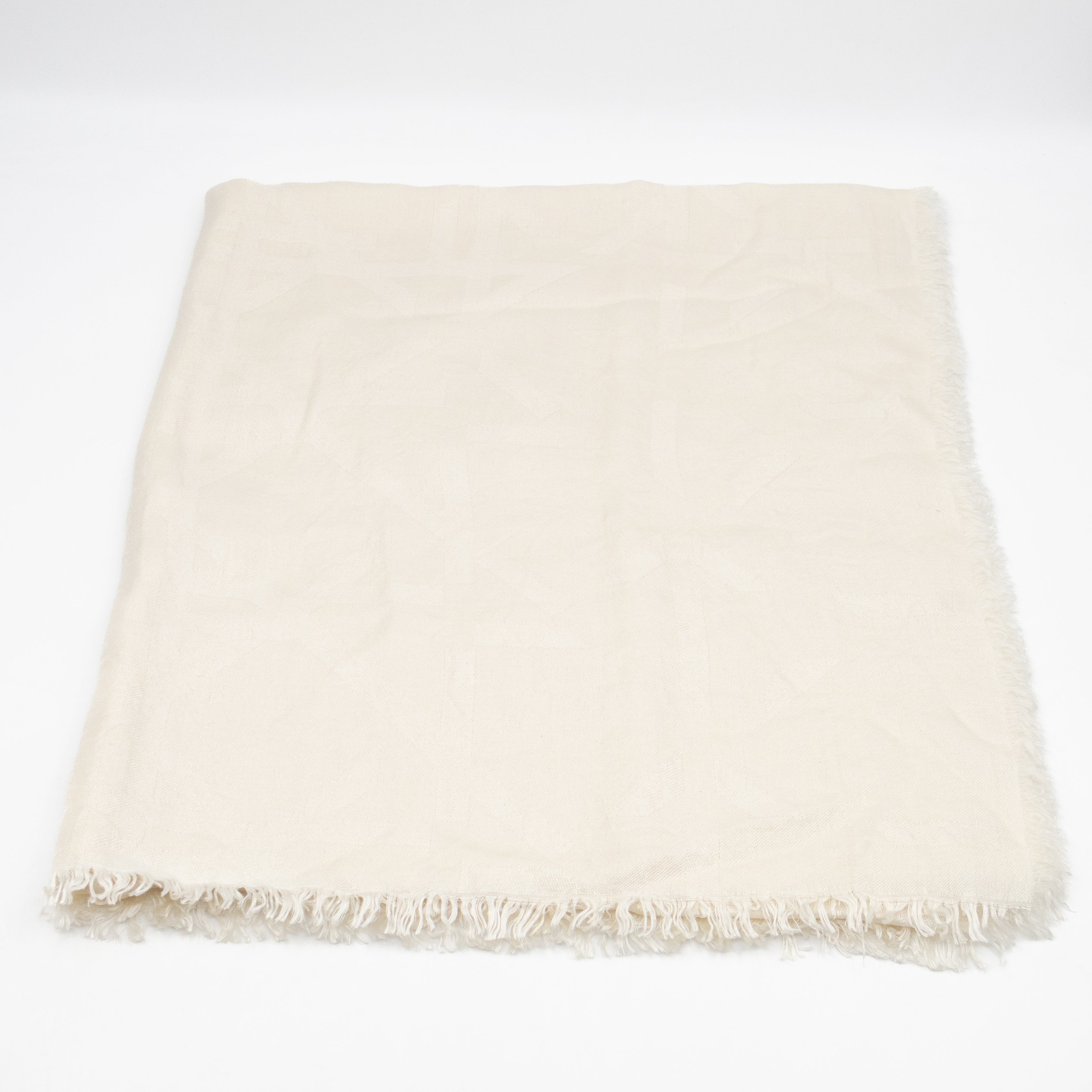 Cannage Scarf Silk Wool White