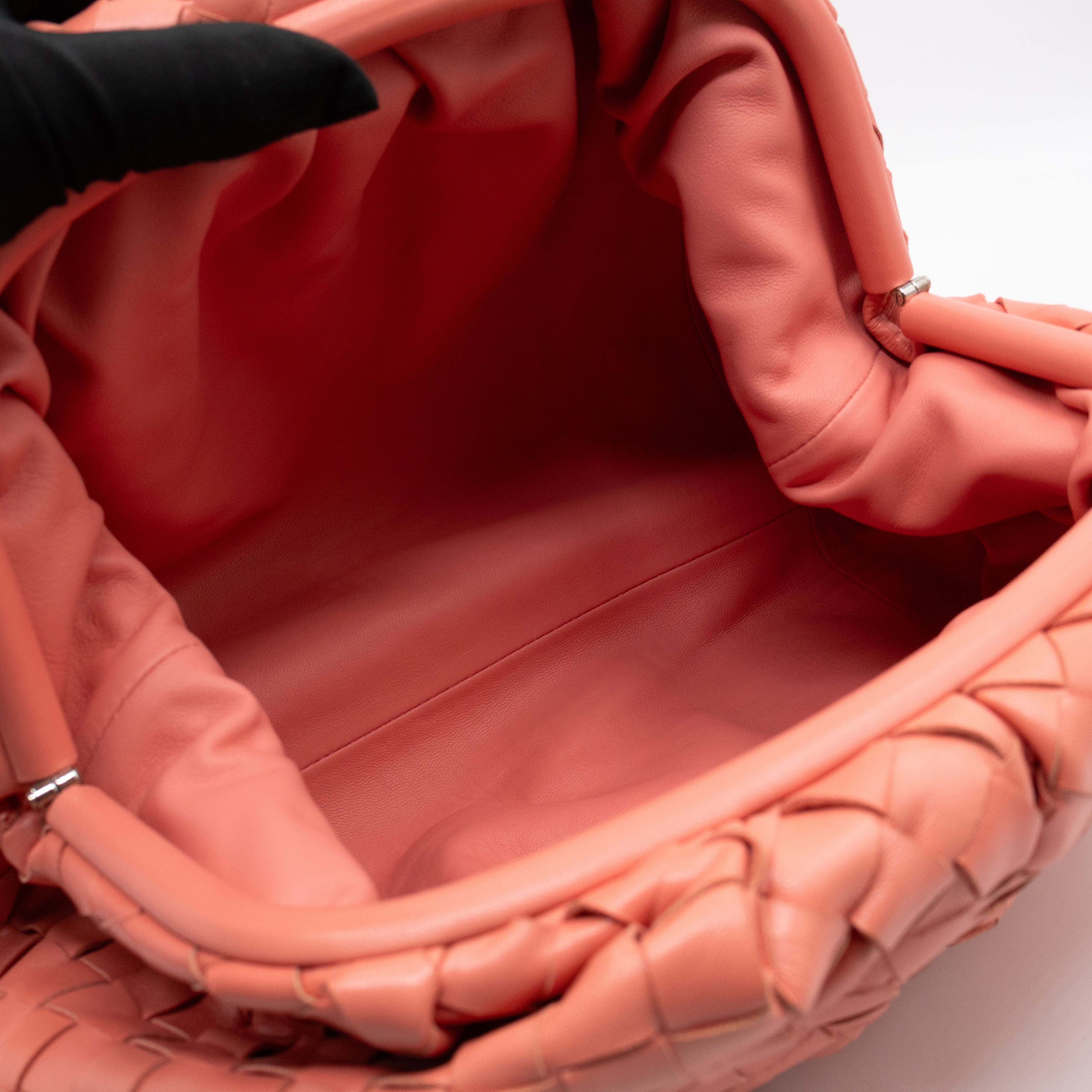 Pouch Clutch Pelle Rosa Intrecciato Leather